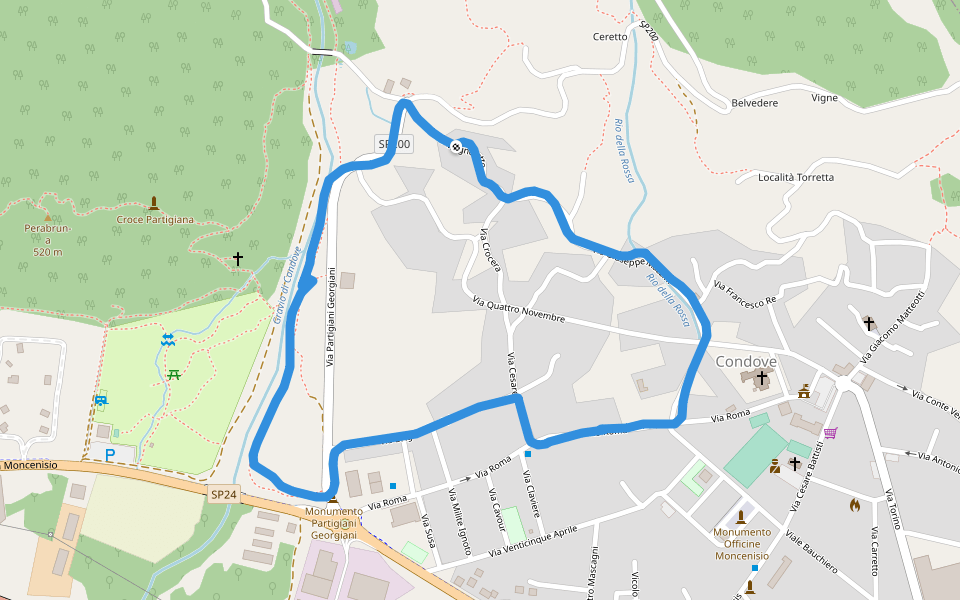 Pannello informatico S.Pietro della Roceia walking route map in Condove