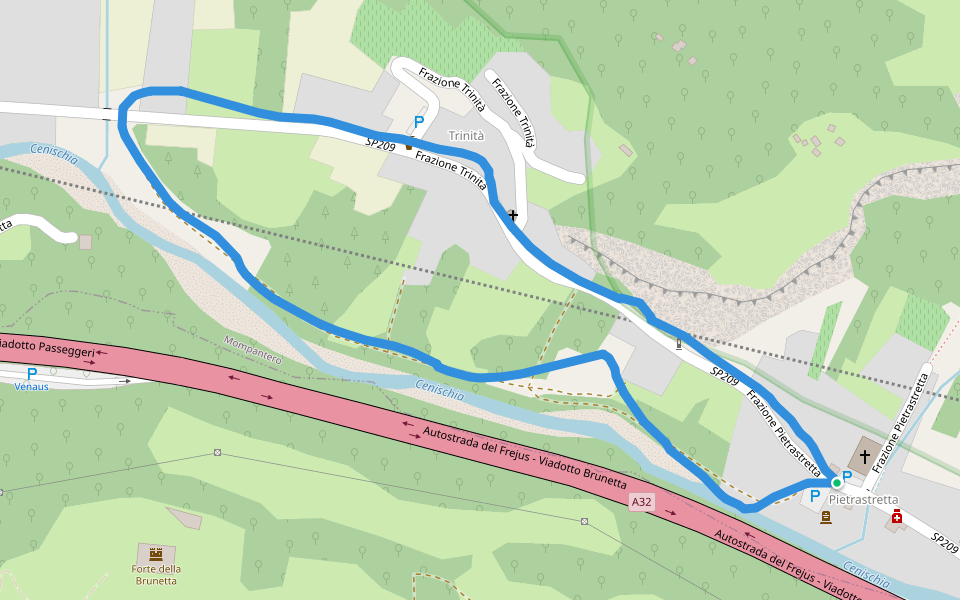 SP209 Frazione Pietrastretta walking route map in San Giuseppe