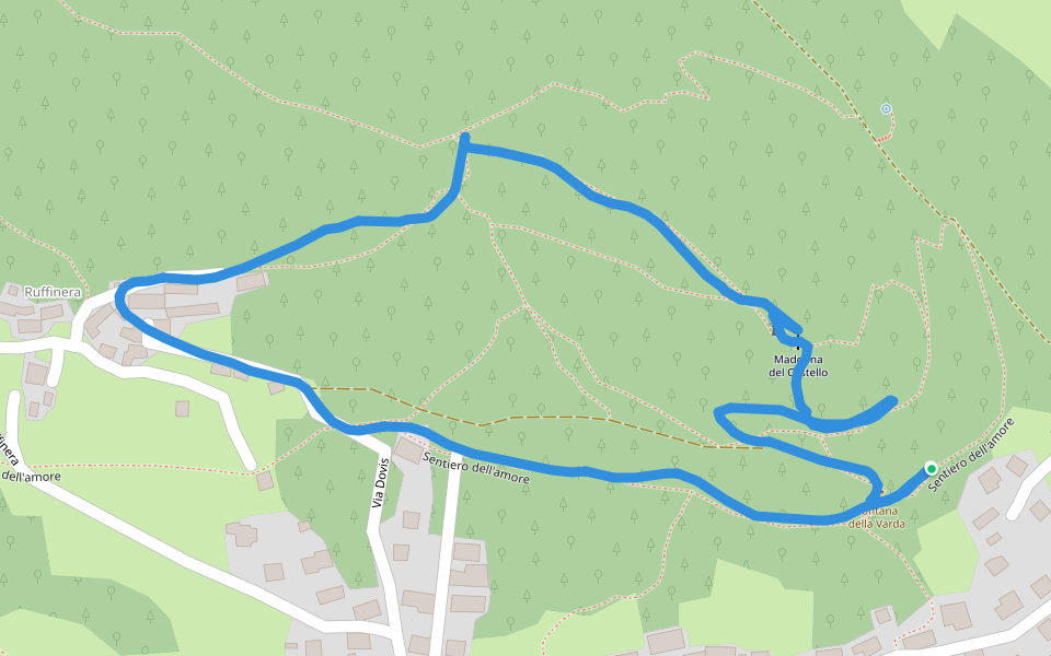 Sentiero dell'amore walking route map in Coazze