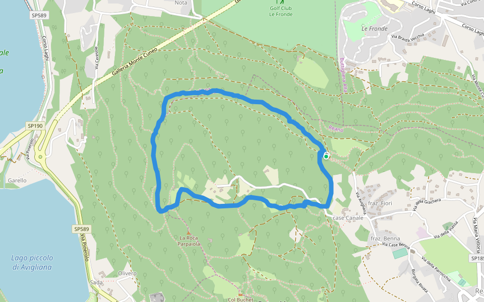 Bosco Moncuni walking route map in Reano
