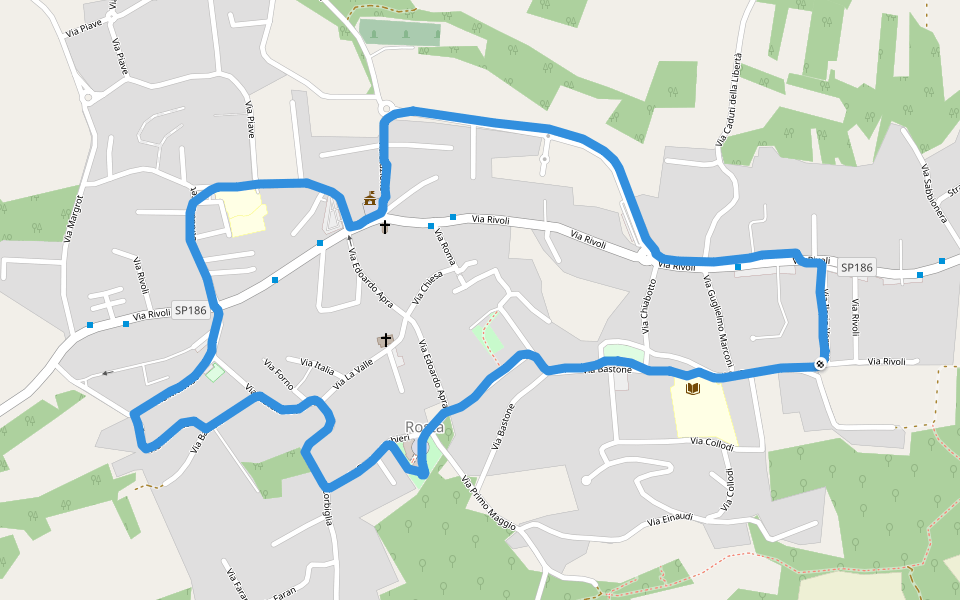 Piazza Vittorio Veneto walking route map in Rosta