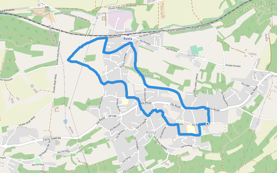 Piazza Vittorio Veneto walking route map in Rosta
