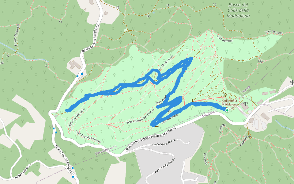 Parco della Rimembranza - Viale Piave walking route map in Colle della Maddalena