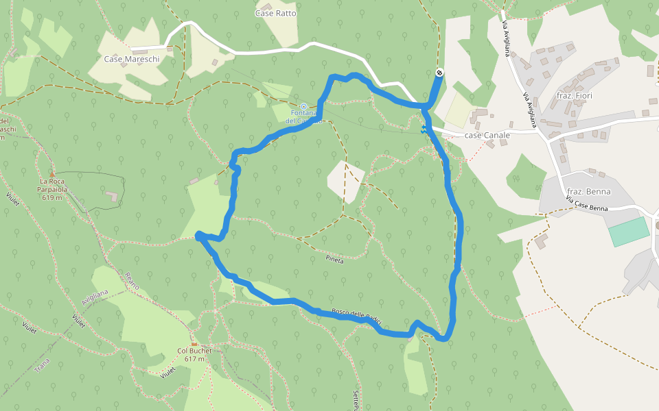 SettePunti walking route map in Reano