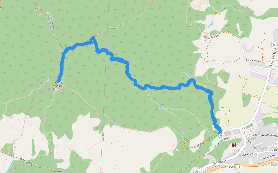 Monte Musinè walking route map in Caselette