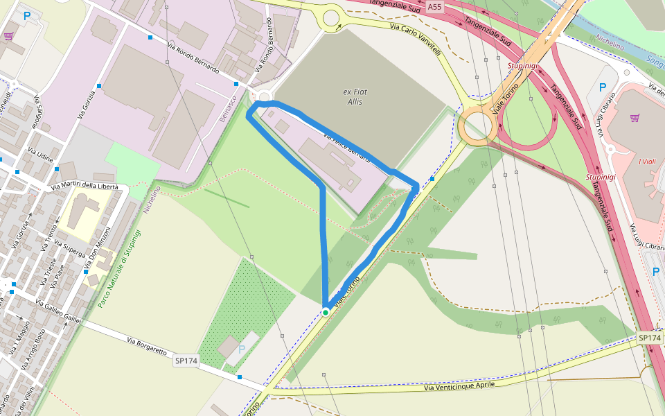 Parco Naturale di Stupinigi walking route map in Borgaretto