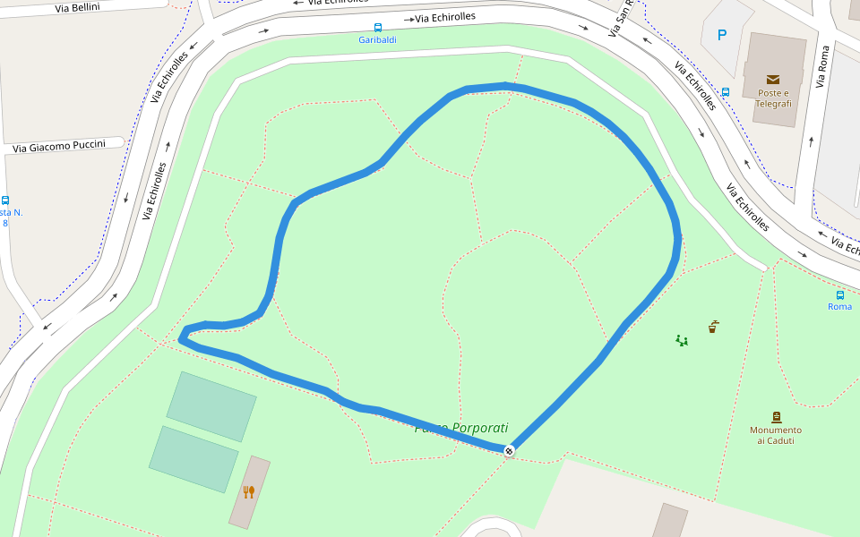 Parco Porporati walking route map in Grugliasco