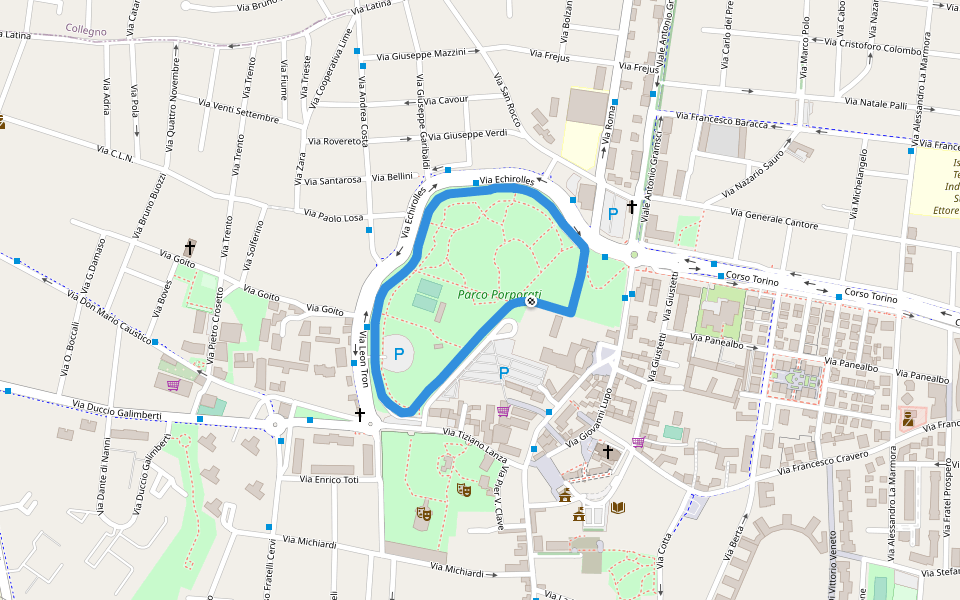 Parco Porporati walking route map in Grugliasco