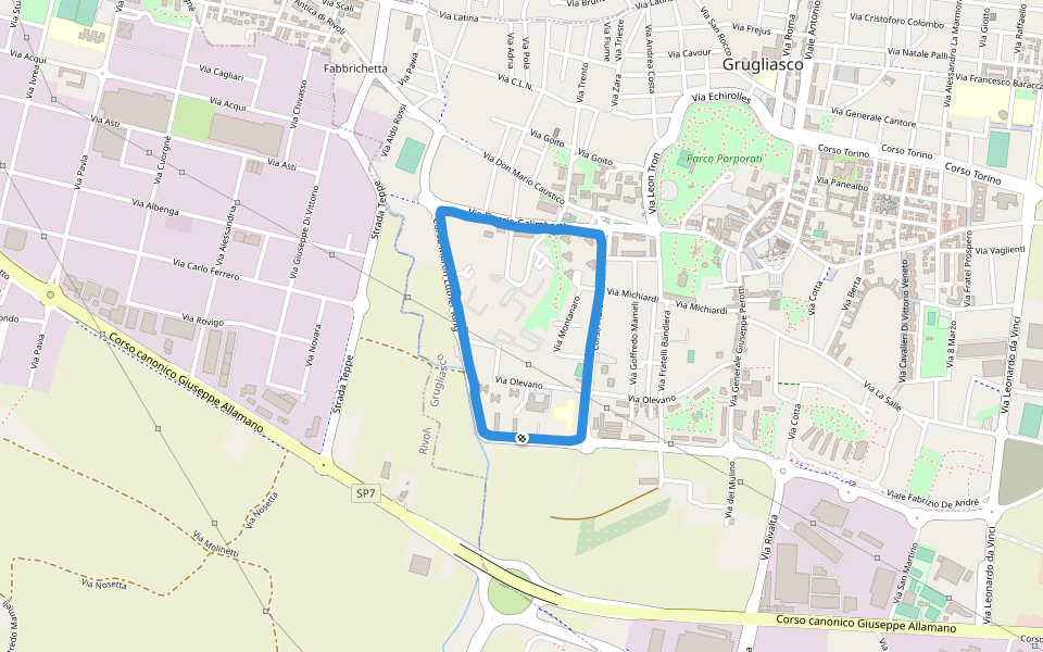 Parchetto Pencer walking route map in Grugliasco