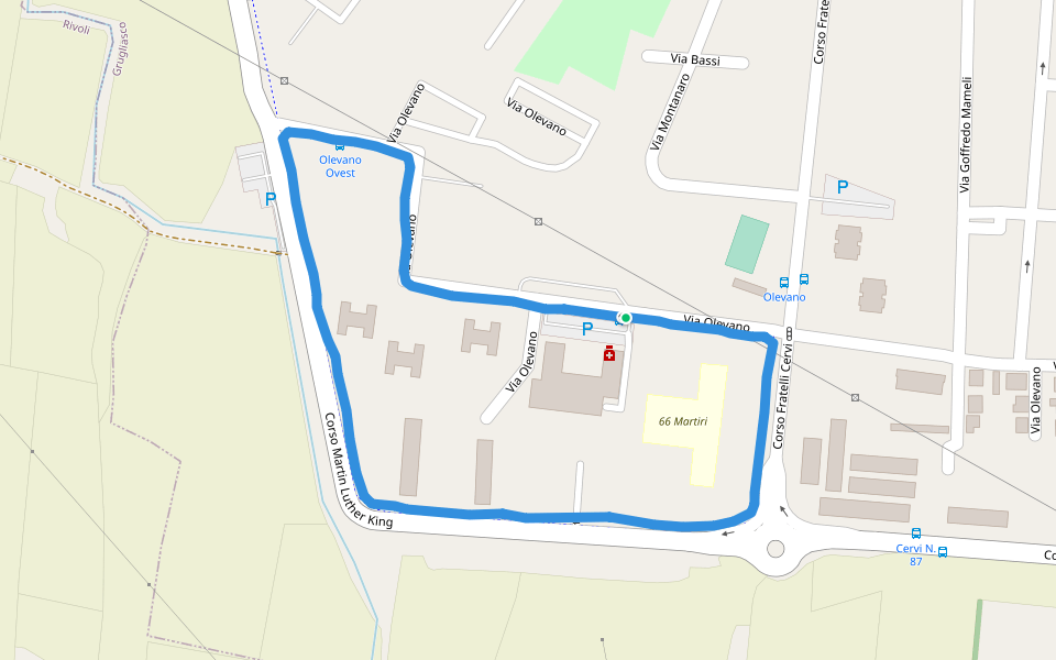 66 Martiri walking route map in Grugliasco