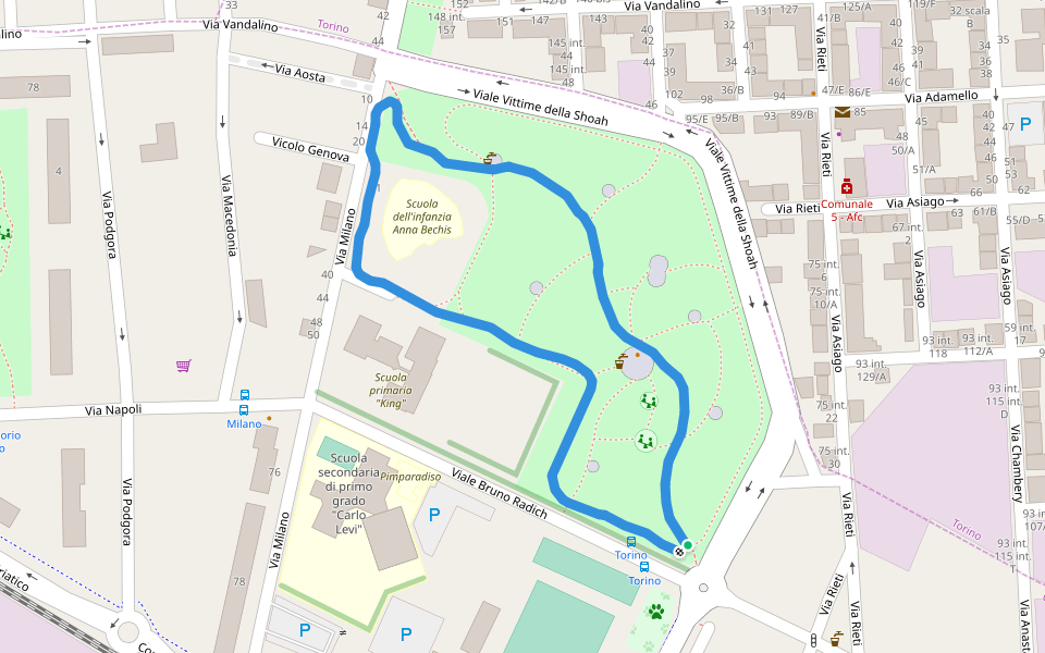 Paradiso walking route map in Grugliasco