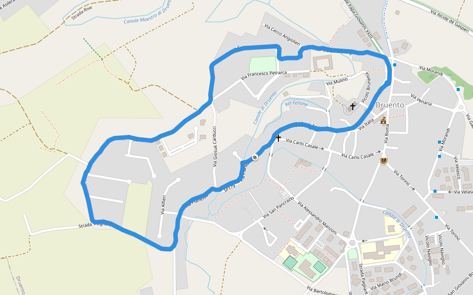 Canale Maestro di Druento walking route map in Druento