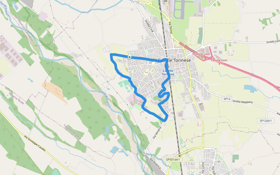 Centro Sport e Momenti walking route map in Caselle Torinese