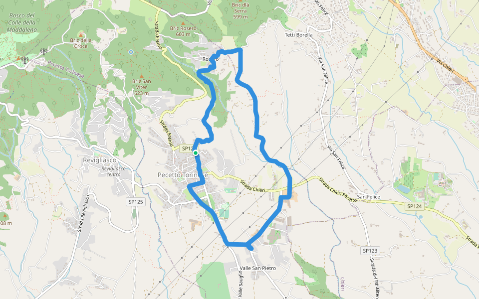 Via Gibellini walking route map in Pecetto Torinese