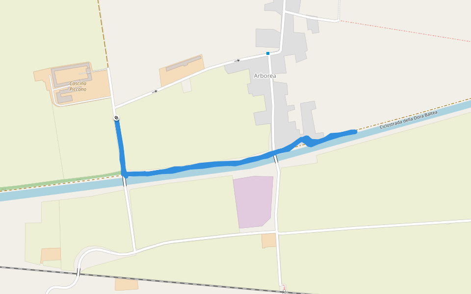 Ciclostrada della Dora Baltea walking route map in Arborea