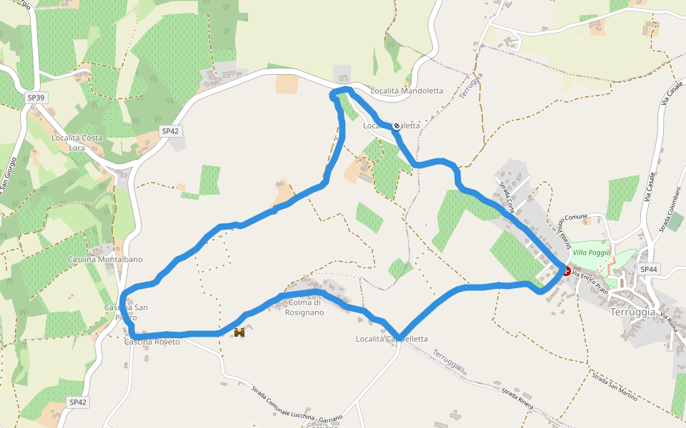 Strada San Martino walking route map in Cascina Galetta