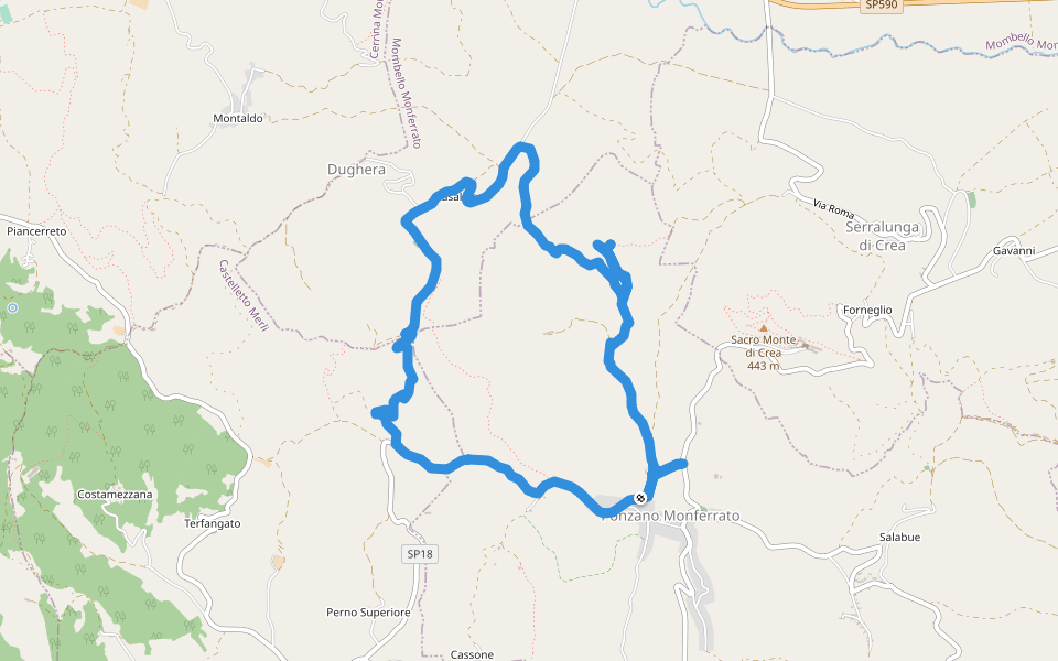 Sentiero SVC walking route map in Ponzano Monferrato