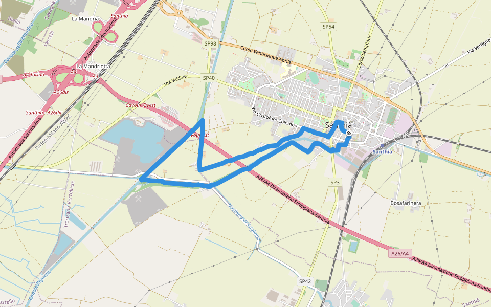Parco Carabiniere d'Italia walking route map in Santhià