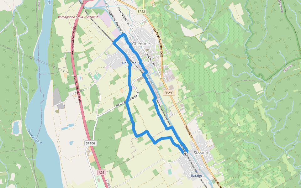 Castello Ricetto walking route map in Sizzano