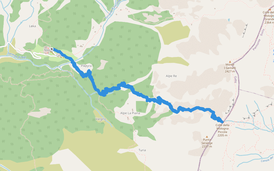 Punta Serange walking route map in Niel