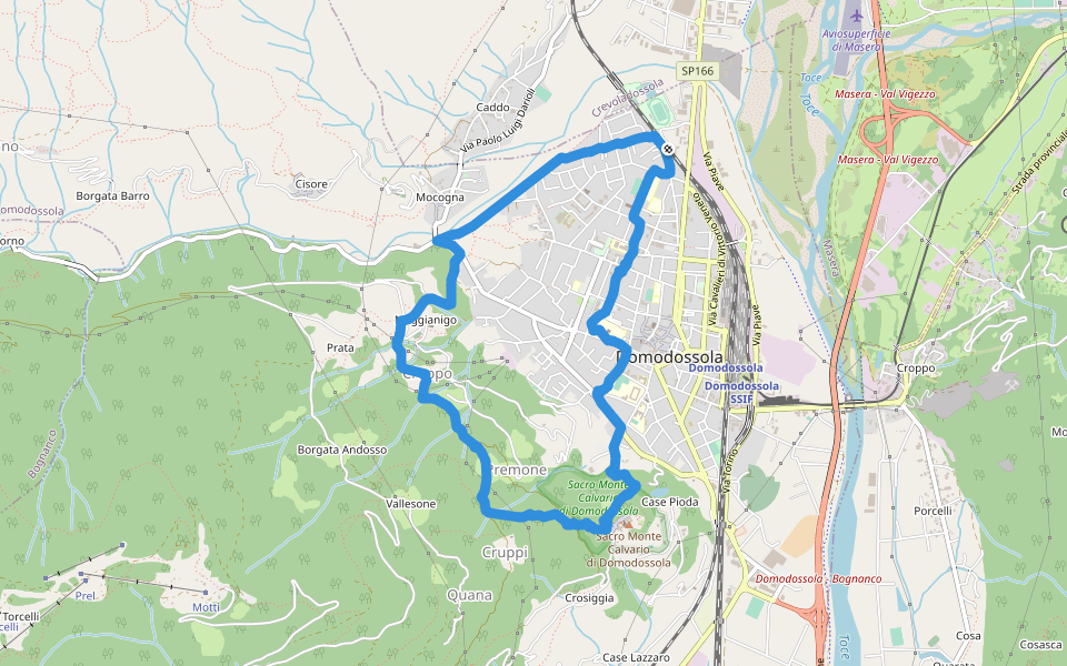 Anzuno - Tappia - Calvario walking route map in Domodossola