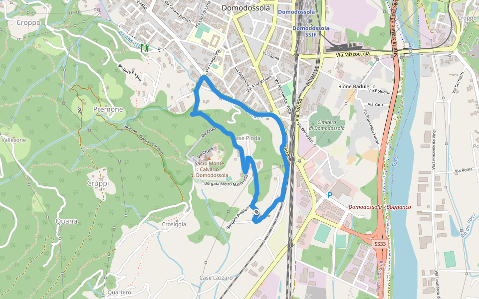 Sacro Monte Calvario di Domodossola walking route map in Domodossola