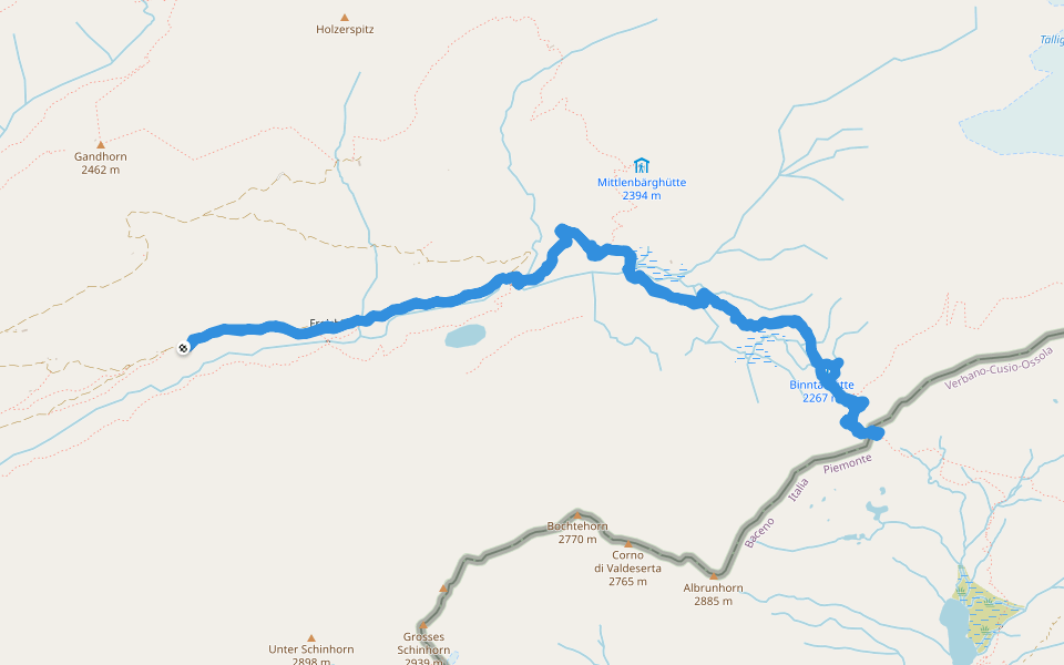Abzweig Richtung Turbhorn walking route map in Binn
