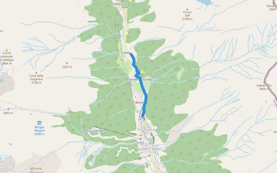 Grande Traversata delle Alpi walking route map in Ponte