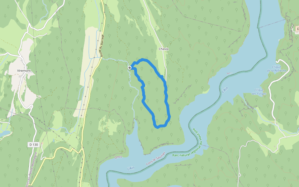 Fond de Vaucluse walking route map in Onoz