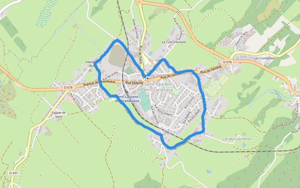 Hôtel de la Poste walking route map in Saint-Laurent-en-Grandvaux