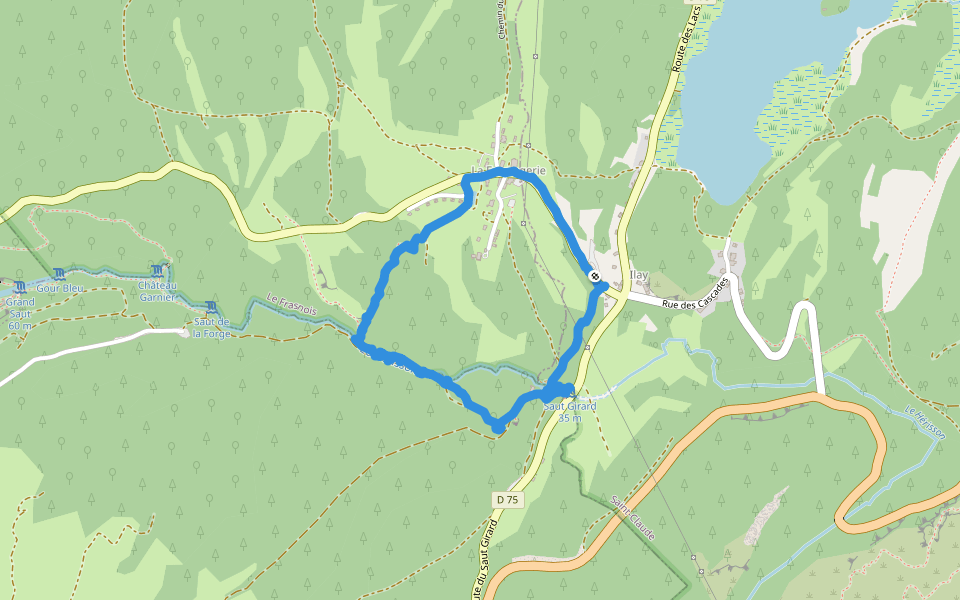 Chemin du Saut Girard walking route map in La Chaux-du-Dombief