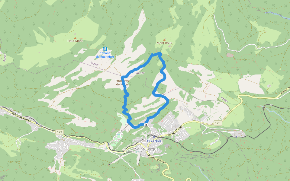 Parc naturel régional Jura vaudois walking route map in Saint-Cergue