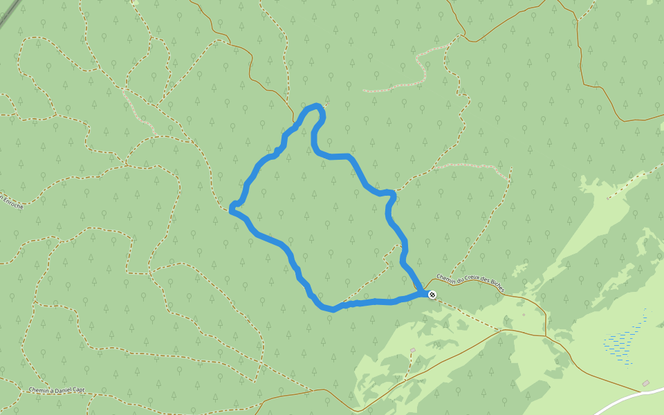 Chemin du Creux des Biches walking route map in Le Chenit
