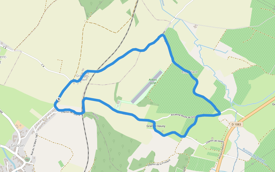 Arbois-ULM walking route map in Grozon