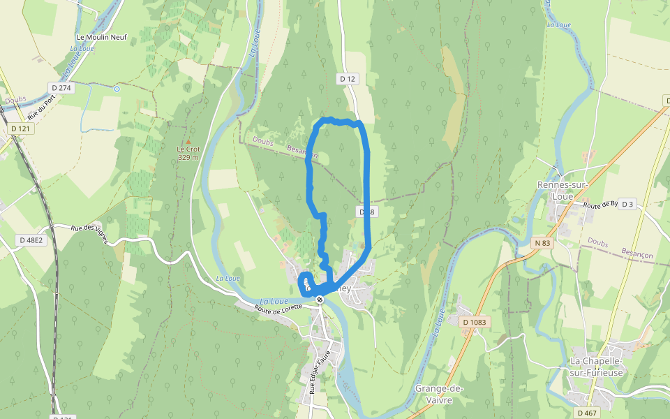 Chemin de Bauquet walking route map in Port-Lesney