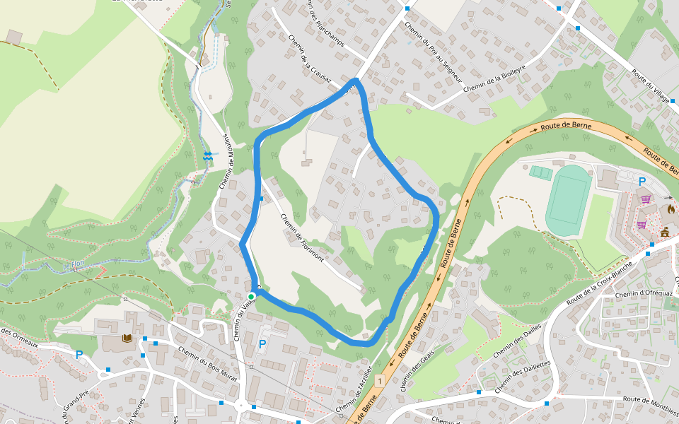 Sentier de l'Arzillier walking route map in Epalinges