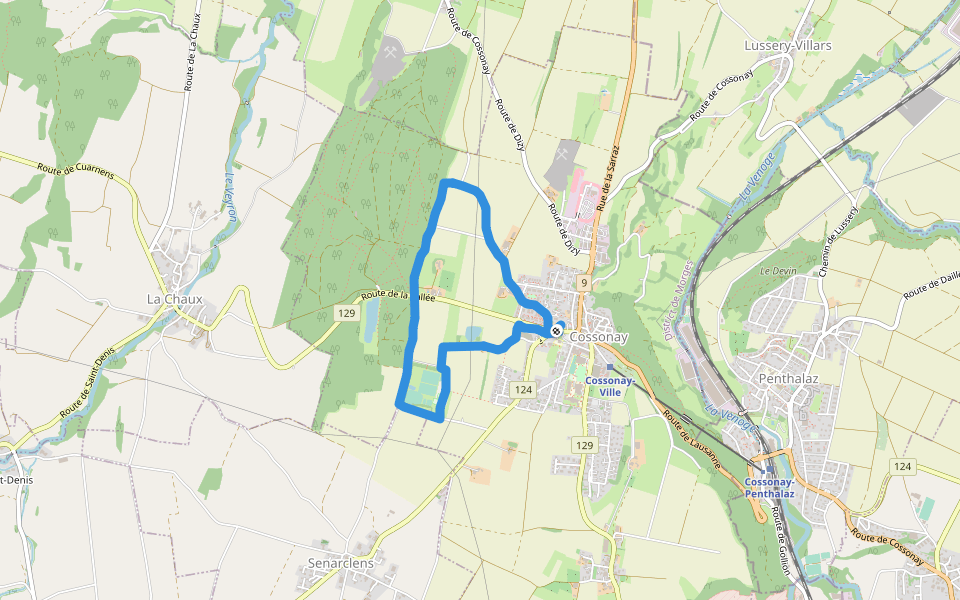 Cossonay Cricket Ground "En Marche" walking route map in Cossonay