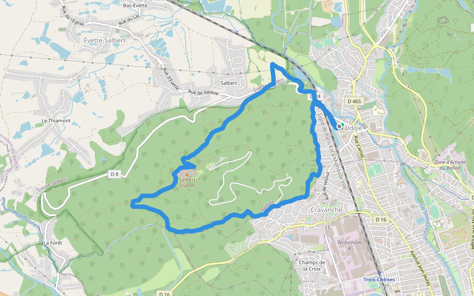 Forêt du Salbert walking route map in Valdoie