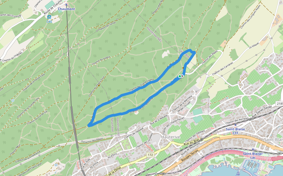 Chemin du Grand Foyard walking route map in Hauterive