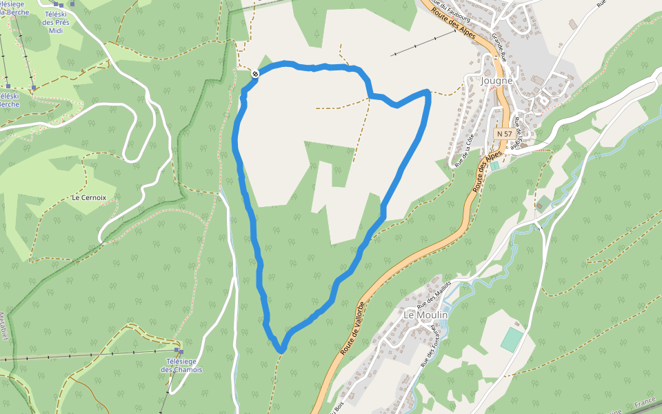 Le Moulin walking route map in Jougne