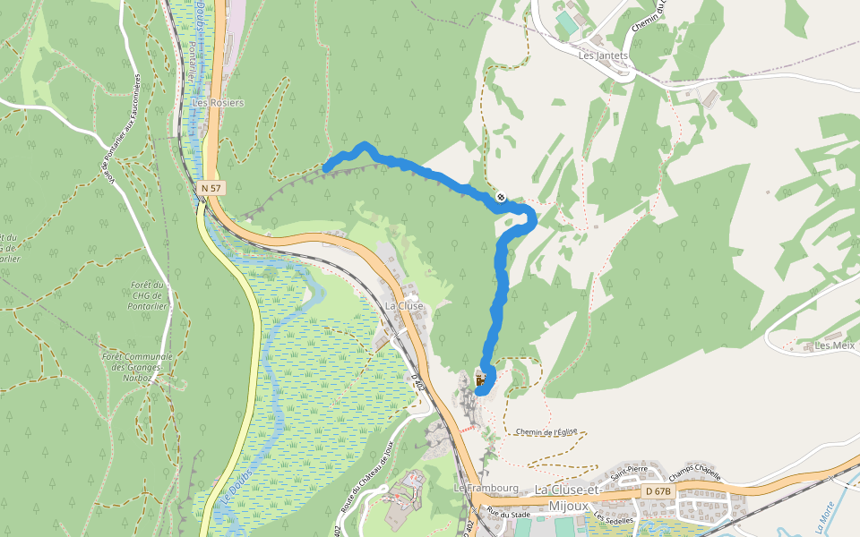 Point de vue du Fort Mahler walking route map in La Cluse-et-Mijoux