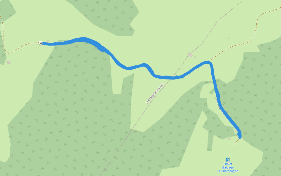 La Champagne walking route map in Les Hôpitaux-Vieux