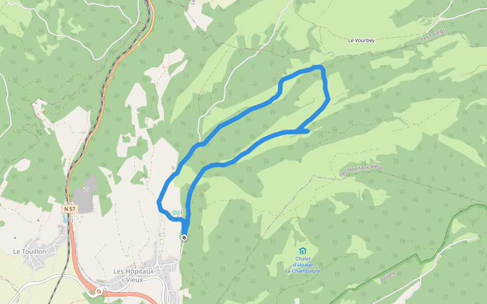 Le Sapin Président walking route map in Les Hôpitaux-Vieux