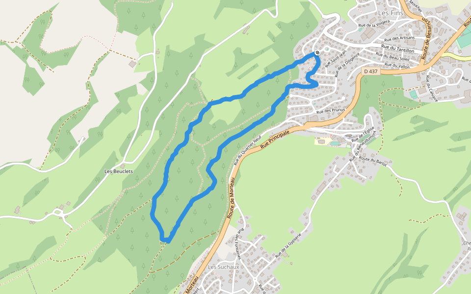 Variante GR5 walking route map in Les Fins