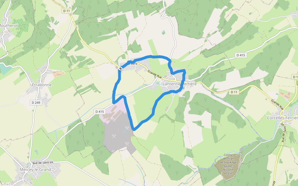 Lantenne-Vertière walking route map in Lantenne-Vertière