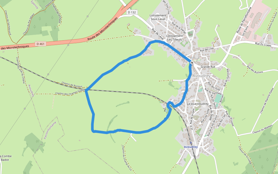 Étang walking route map in Avoudrey