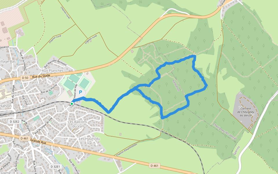 Chemin d'exploitation walking route map in Valdahon