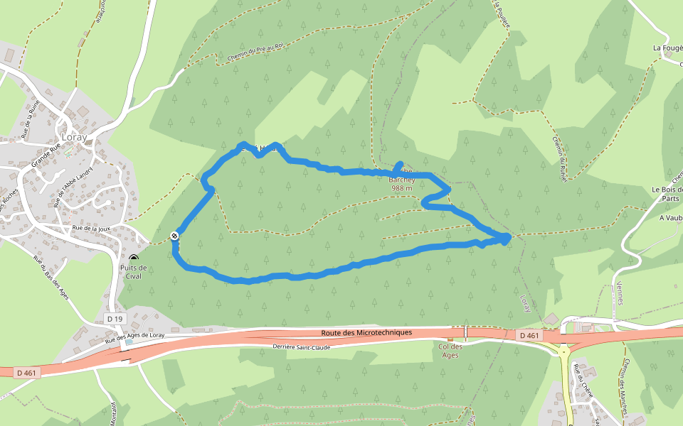 Roche Barchey walking route map in Loray