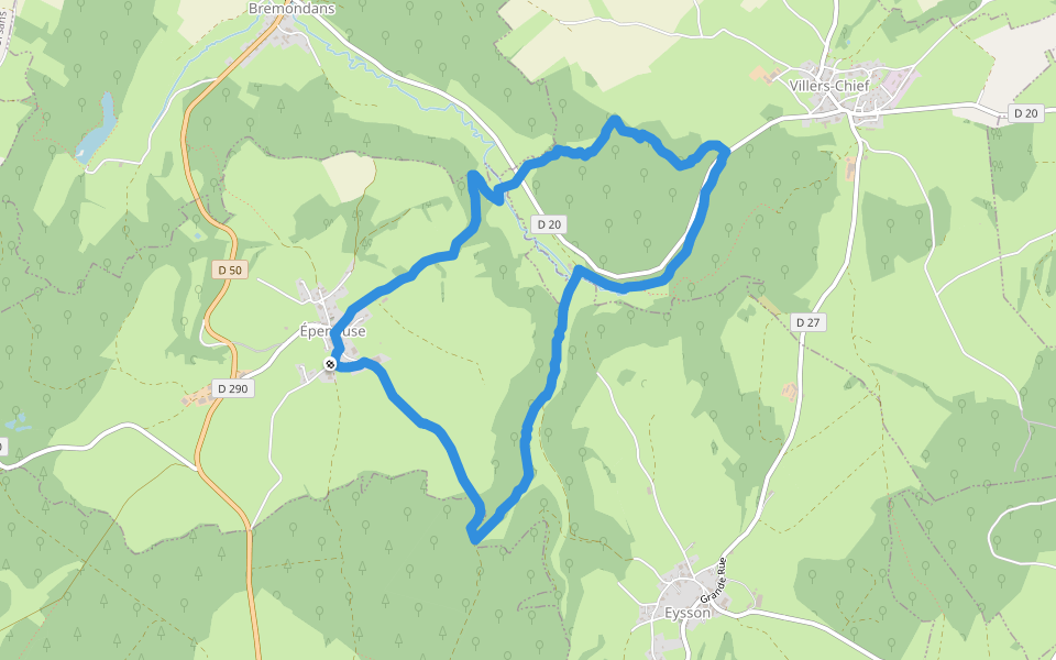 Route de Creuse walking route map in Épenouse