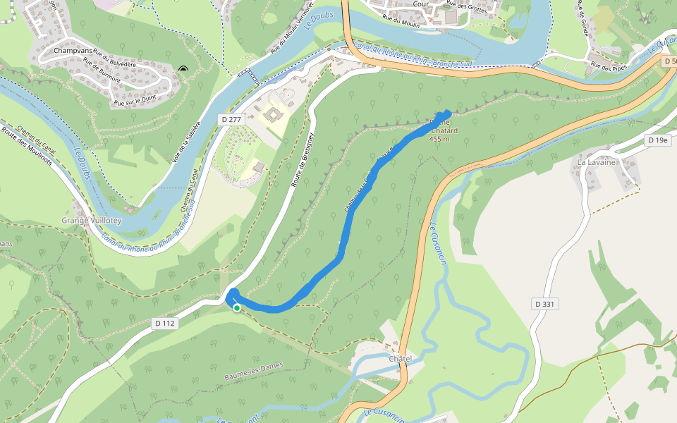 Chemin de la Croix de Châtard walking route map in Baume-les-Dames